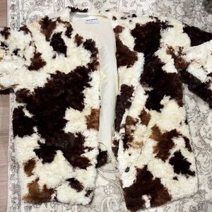 Old Navy Faux Fur Cow Print Jacket - Brown and Cream